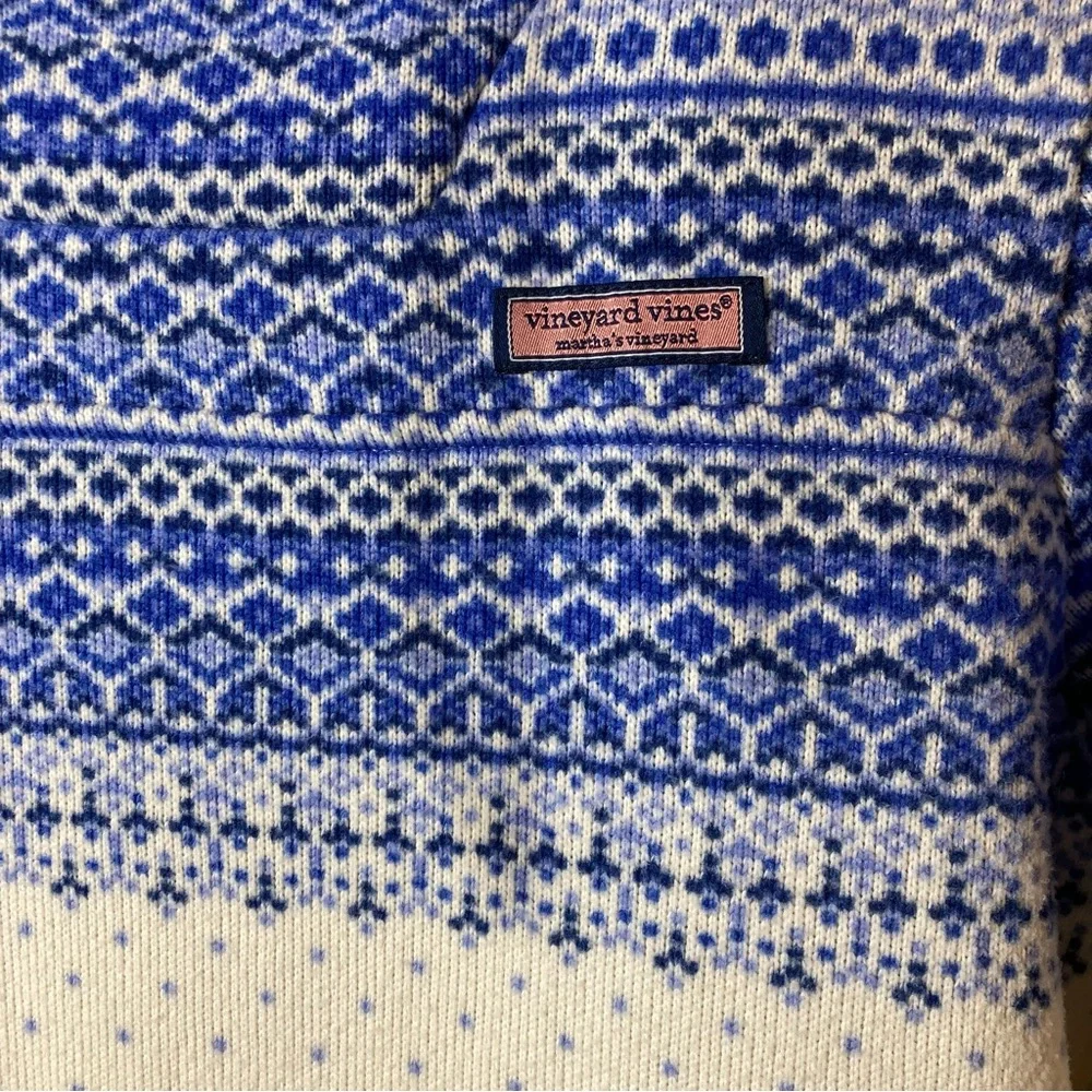 Vineyard Vines FairIsle Pullover Sweater Drawstring Funnel Neck Pockets Sz S - Picture 4 of 11